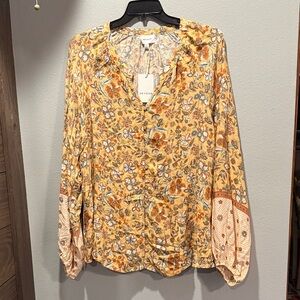 Heyson Women's Floral Yellow Blouse 3XL NWT